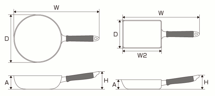 フライパン寸法図