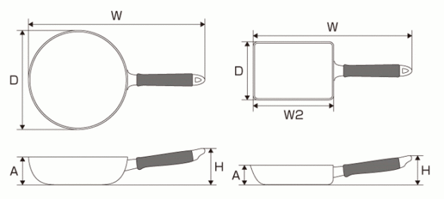 フライパンの寸法図